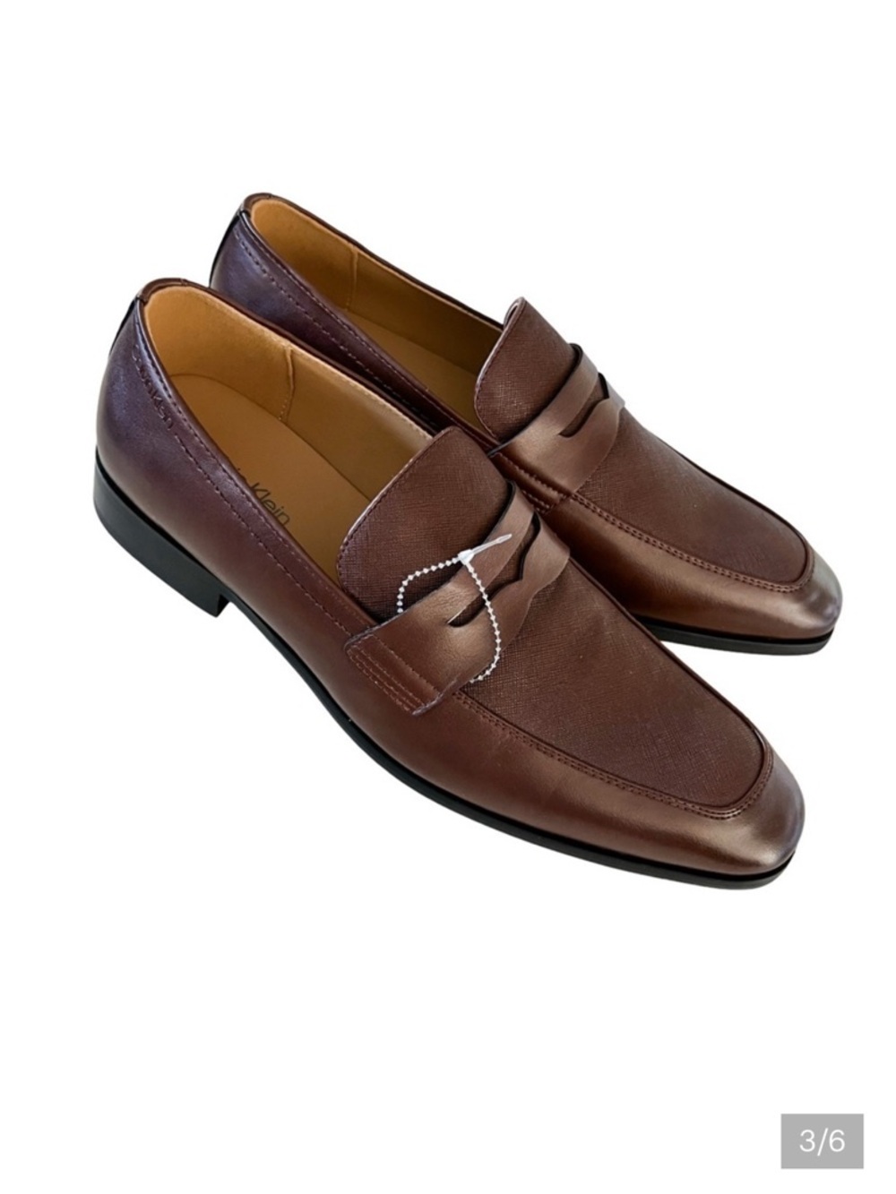 New: Calvin Klein Mens Rinver Slip-On Penny Loafers Dress Oxford shoes Brown 10M